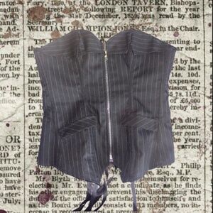 PINSTRIPE CORSET OVER BUST Y2K VAMPIRE GOTHIC STYLE